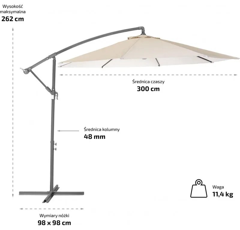 Umbrela de soare pliabila SOLIMARE 300 cm, albastra