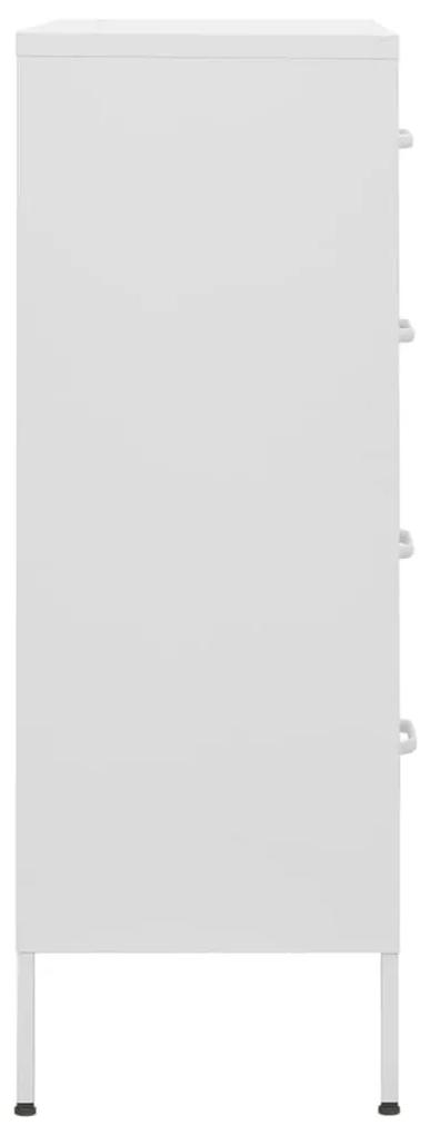 Comoda cu sertare, alb, 80x35x101,5 cm, otel Alb