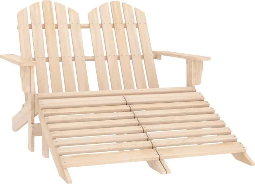 vidaXL Scaun de grădină Adirondack cu 2 locuri & otoman, lemn de brad