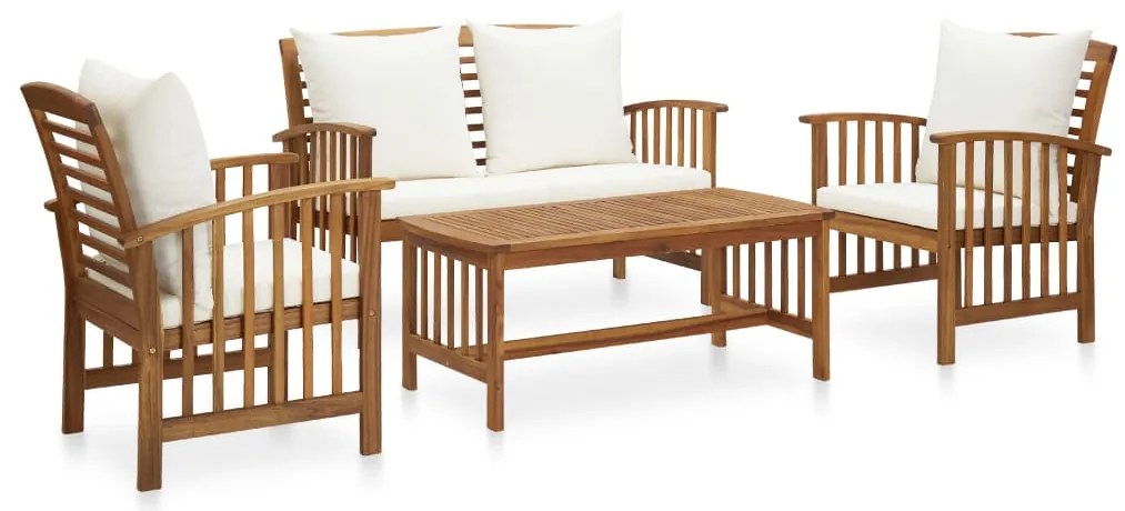 vidaXL Set mobilier de grădină cu perne, 4 piese, lemn masiv de acacia