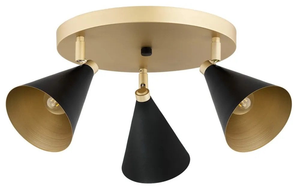 Plafoniera cu 3 spoturi directionabile design modern Lucinda negru, auriu