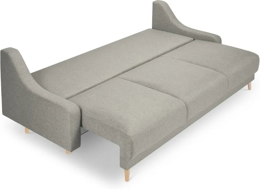 Canapea extensibilă cu spațiu de depozitare Mazzini Sofas Freesia, gri deschis