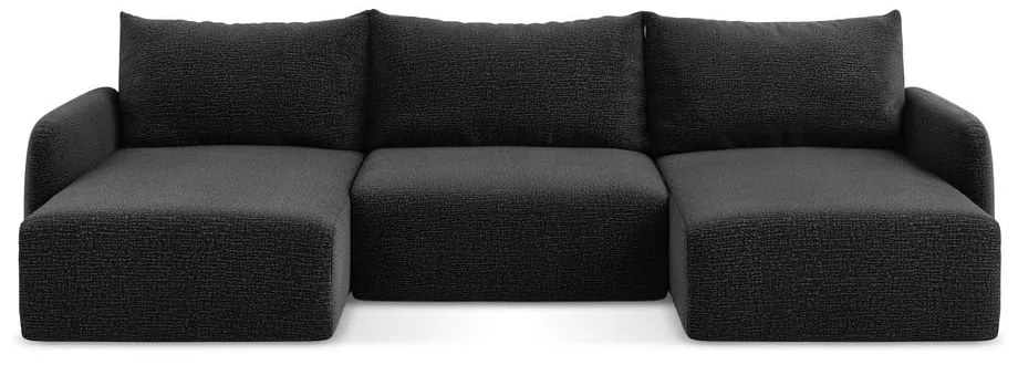 Colțar negru extensibil/cu spațiu de depozitare Kalena – Makamii