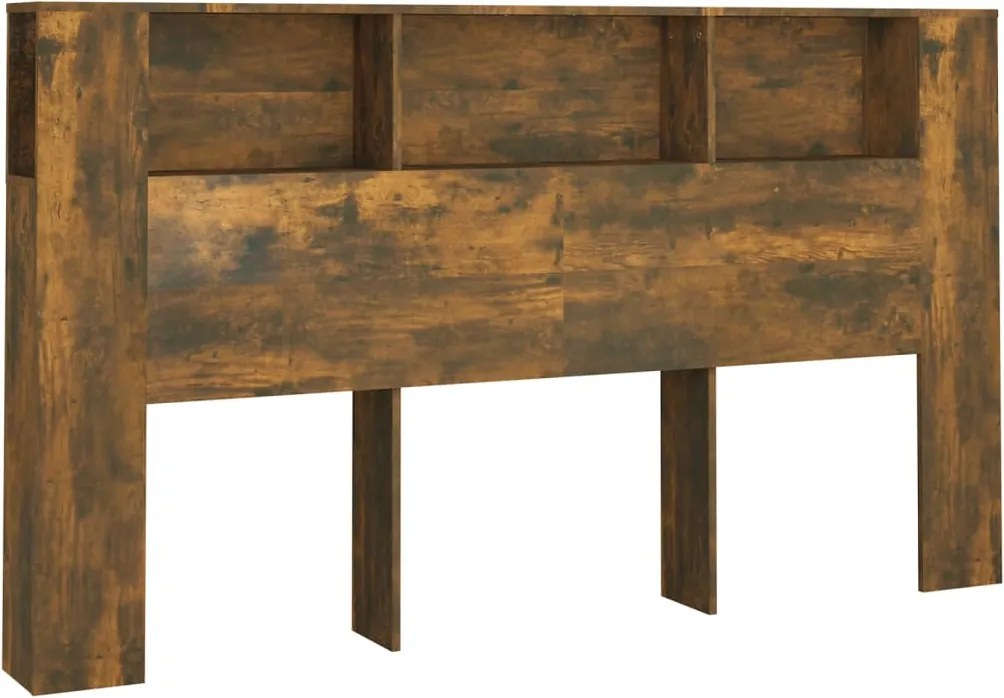 vidaXL Tăblie de pat cu dulap, stejar fumuriu, 180x18,5x104,5 cm