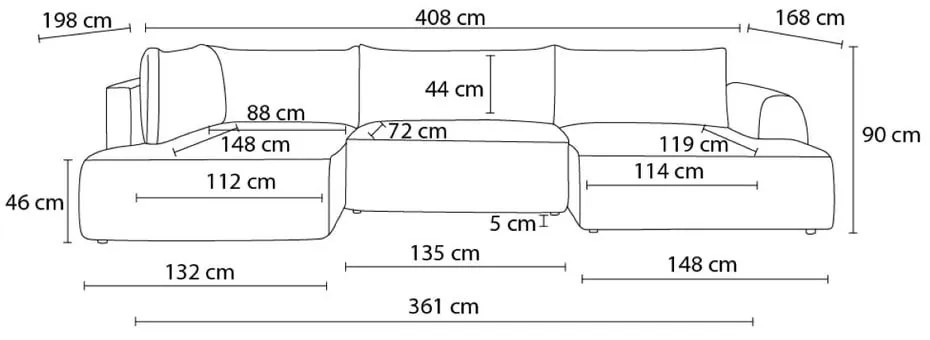 Colțar galben muștar extensibil/cu spațiu de depozitare cu tapițerie din catifea reiată (cu colț pe partea dreaptă/în formă de "U") Lucien – Bobochic Paris