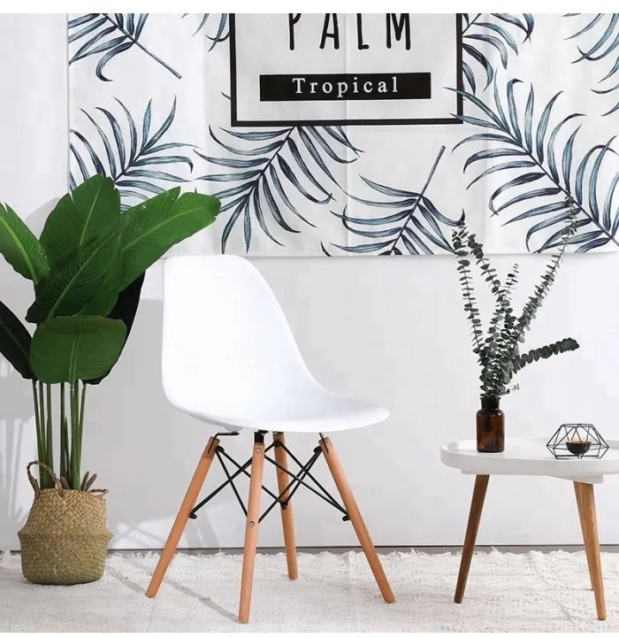 ShopJK SCAUN CLASSIC ALB, STILUL SCANDINAV