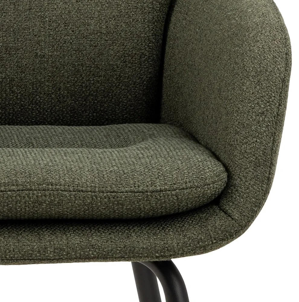 Scaun de sufragerie kaki cu cotiere tapițat Dora – Actona