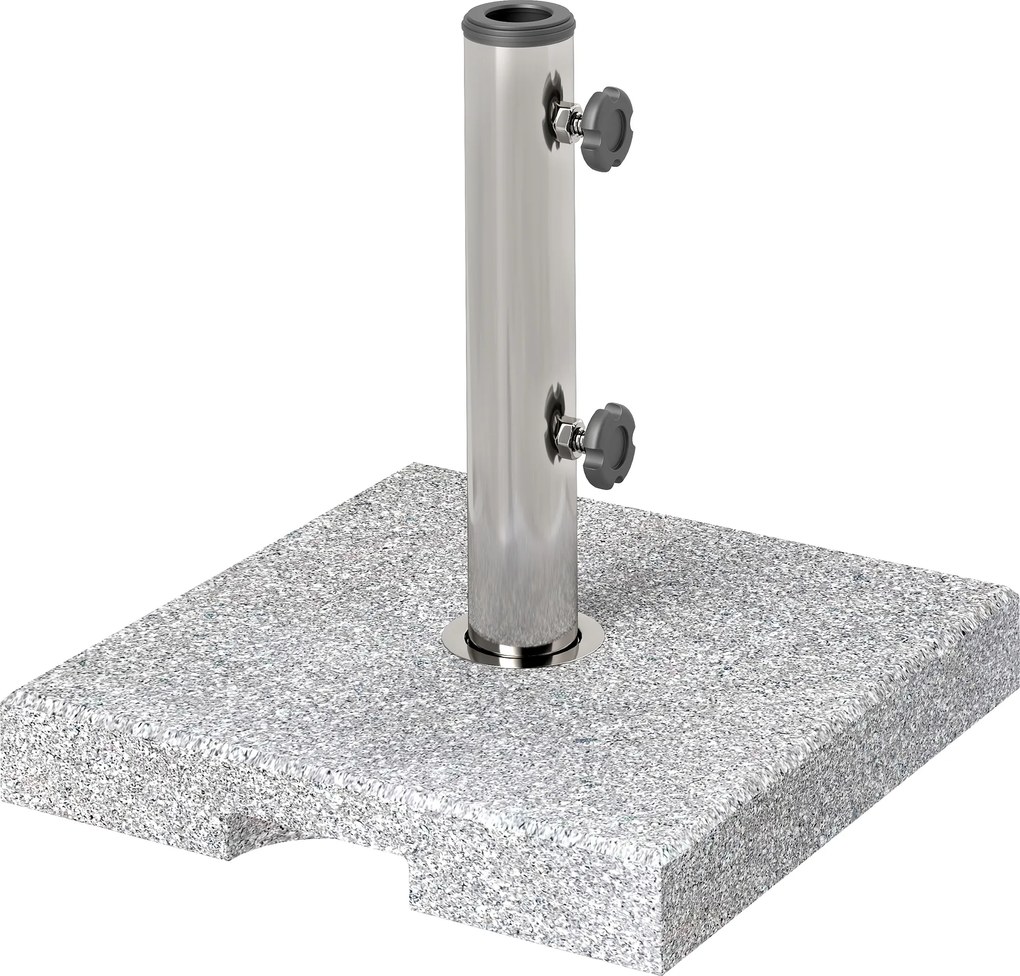 Outsunny Bază pentru Umbrelă din Granit 21 kg, Bază Pătrată pentru Umbrele de Exterior cu Mânere și 2 Butoane Reglabile, Ideală pentru Grădină, Patio, Marginea Piscinei, Gri | Aosom Romania