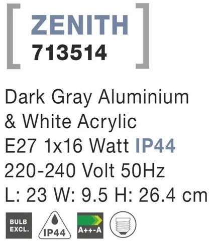 Aplica de perete pentru exterior IP44 ZENITH NVL-713514