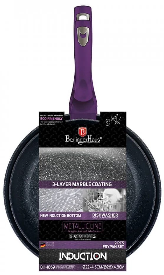 Set 2 tigai marmorate (3 straturi) Metallic Line Royal Purple Edition Berlinger Haus BH 1869