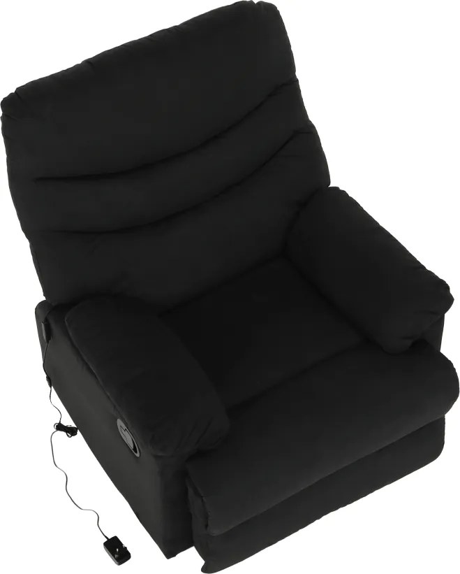 Fotoliu reglabil masaj, material textil catifea negru, LAMBERT
