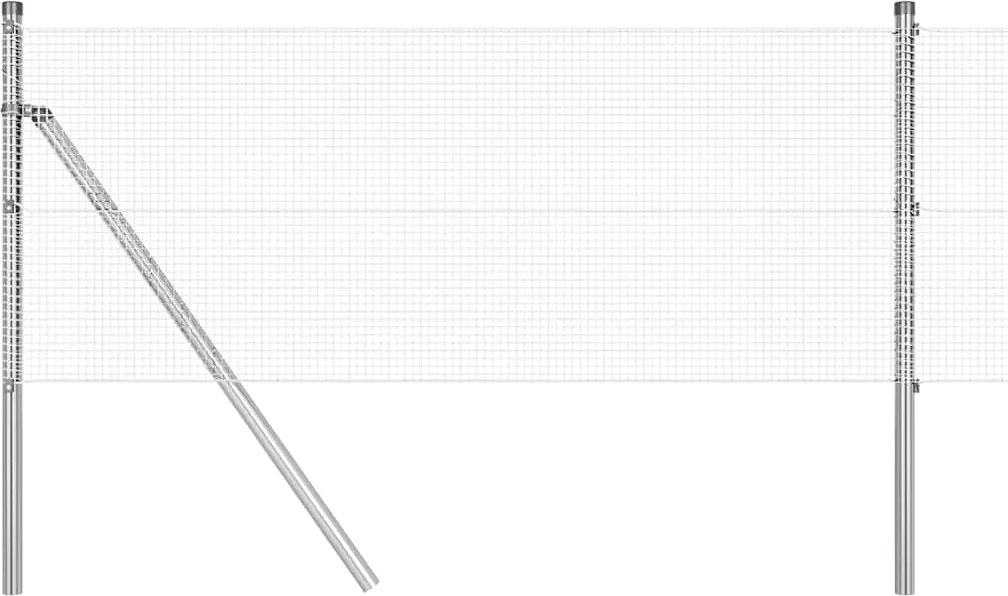 vidaXL Stâlp de gard. Argintiu 25 x 0,5 m (plasă de 12 x 12 mm) Oțel