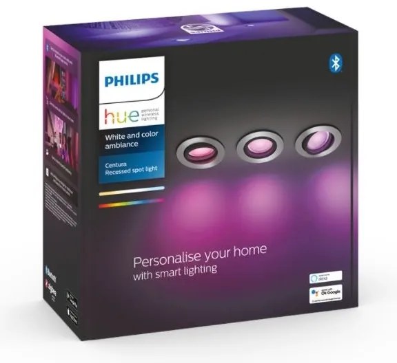 SET 3x plafonieră LED RGB încastrată dimabilă Hue 1xGU10/5,7W/230V Philips