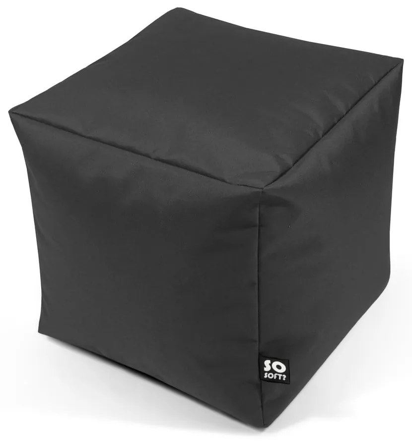 Fotoliu puf pentru copii gri cu tapițerie din imitație de piele Cube M – So Soft?