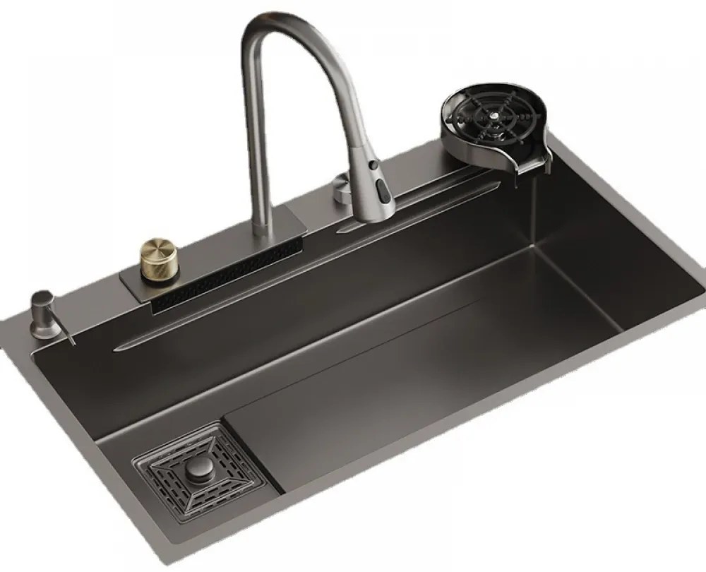 Chiuvetă de bucătărie, multifuncțională, oțel inoxidabil,Gri antracit,1009