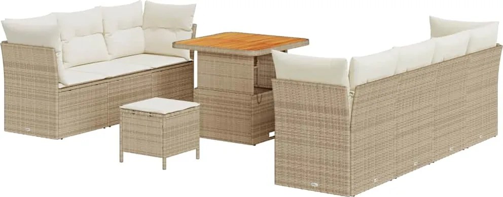 vidaXL Set de canapele pentru grădină 10 pcs Bej poliratan