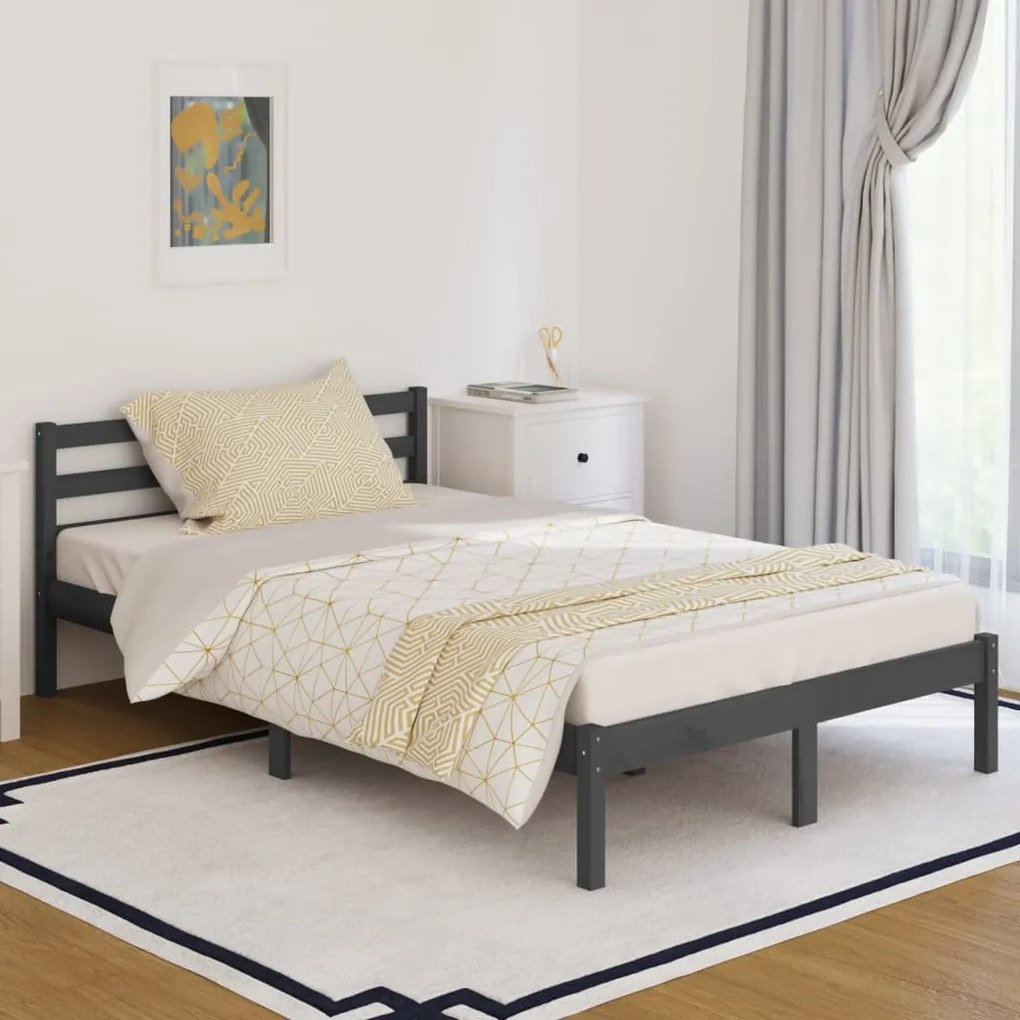 810427 vidaXL Cadru de pat, gri, 120x200 cm, lemn masiv de pin