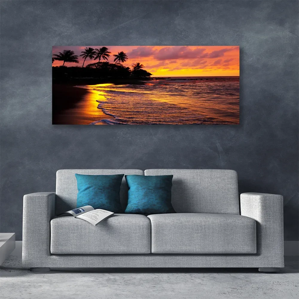 Tablou pe panza canvas Marea Peisaj Galben Negru