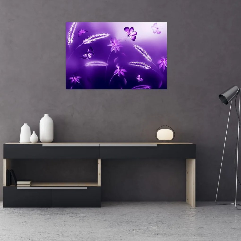 Tablou - Lunca cu fluturi (90x60 cm)