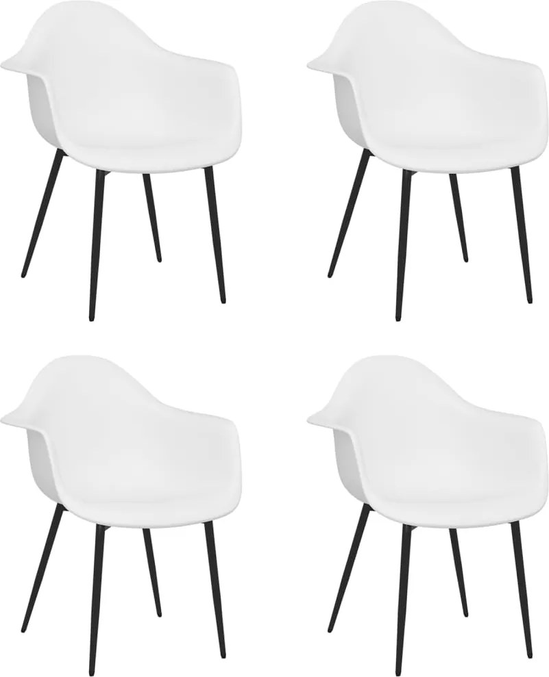 vidaXL Scaune de masă, 4 buc., alb, PP