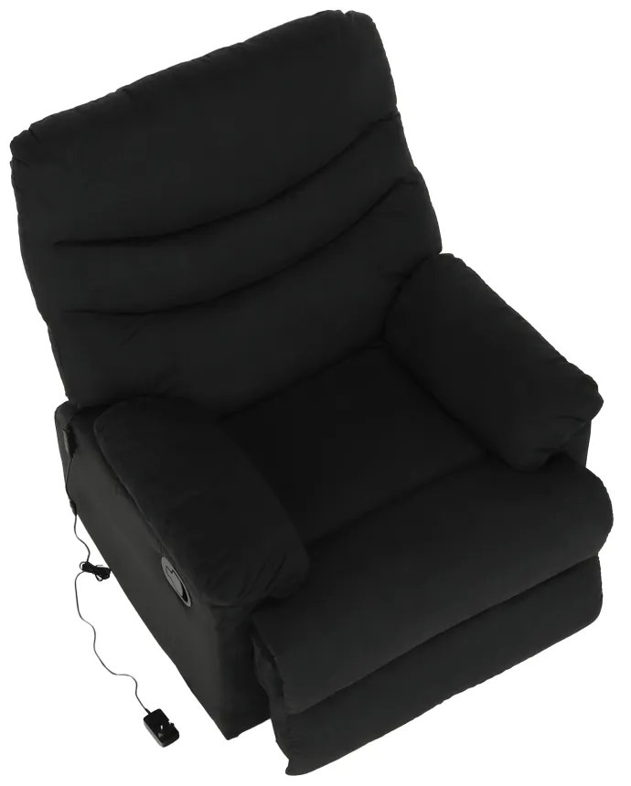 Fotoliu reglabil masaj, material textil catifea negru, LAMBERT