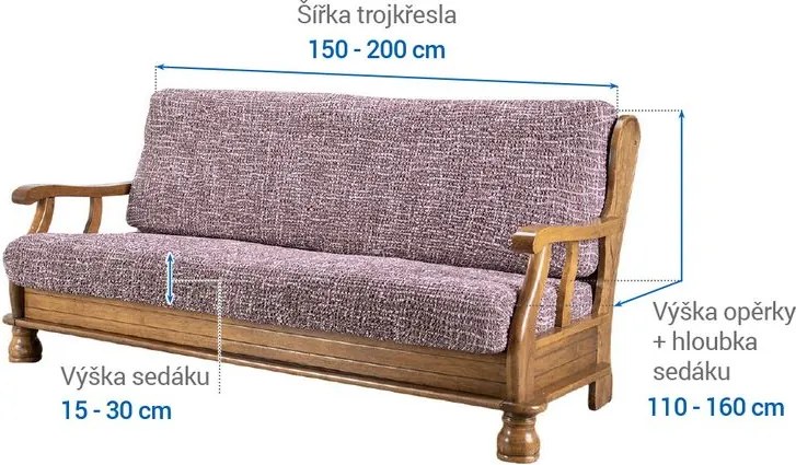 Gaico Huse cu două elastice GRAFITI NOU castaniu 3fotoliu cu manere de lemn (l. 150 - 200 cm)