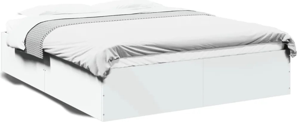 vidaXL Cadru de pat, alb, 150x200 cm, lemn prelucrat