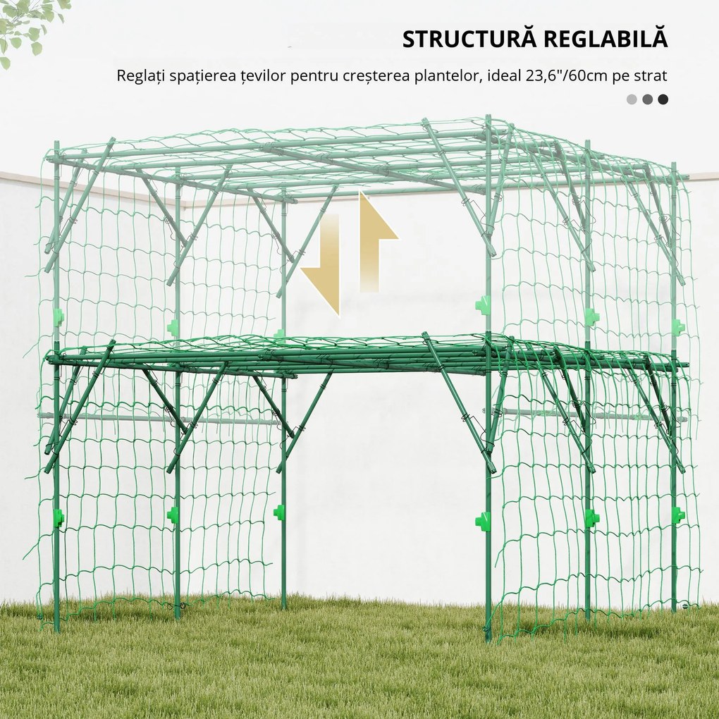 Outsunny Grilaj din oțel de introdus rezistent la rugină suport pentru plante cățărătoare spalier 223 x 223 x 223 cm arcadă pentru trandafiri Verde | Aosom Romania