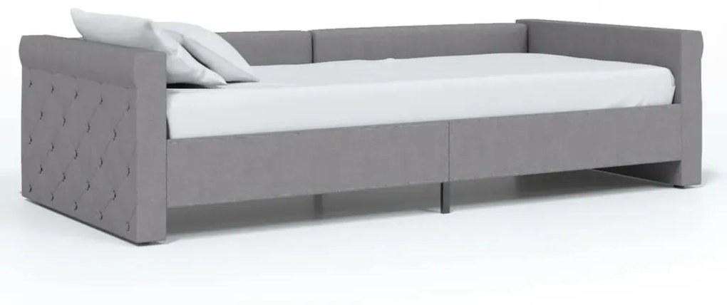 337193 vidaXL Pat de zi cu USB, gri deschis, 90x200 cm, material textil