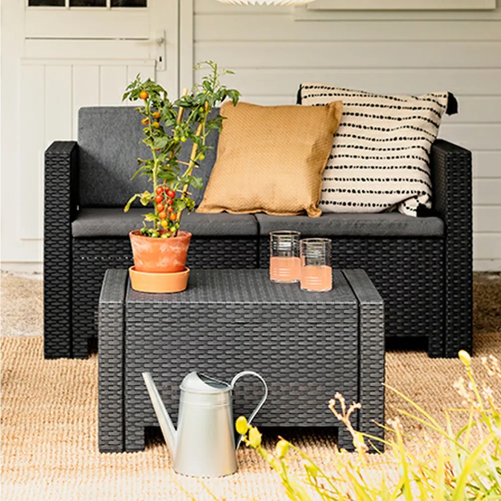 Canapea de grădină City cu 2 locuri, grafit