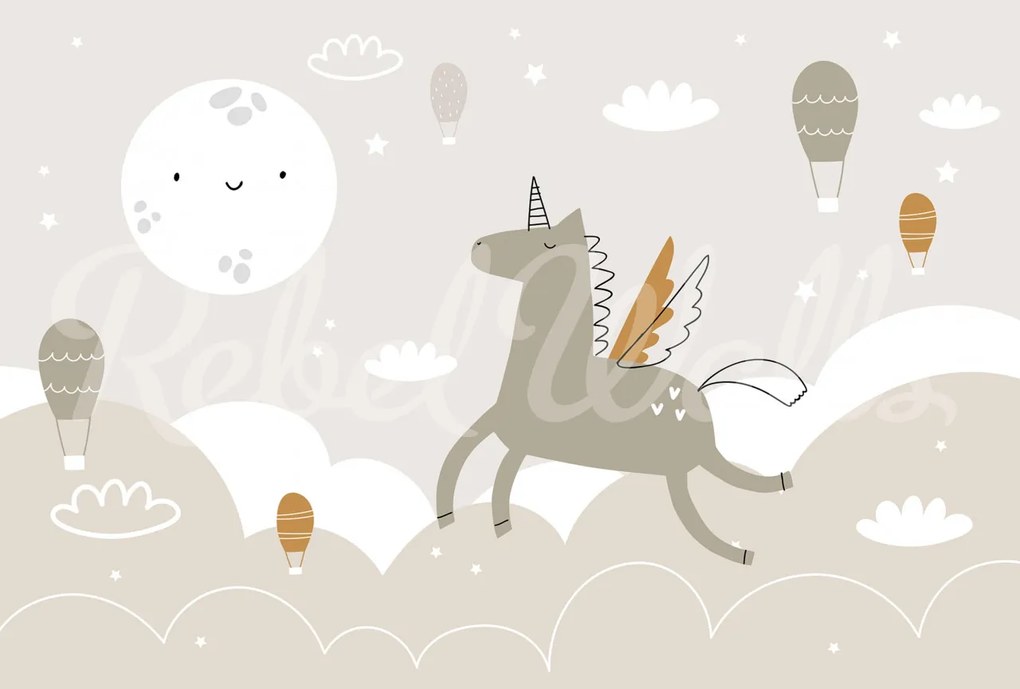 Tapet Flying Unicorn, Beige, Rebel Walls