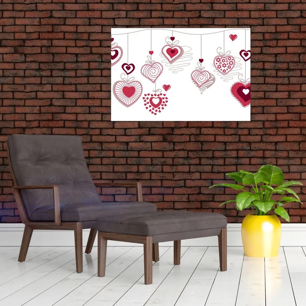 Tablou cu inimiore pictate (90x60 cm)