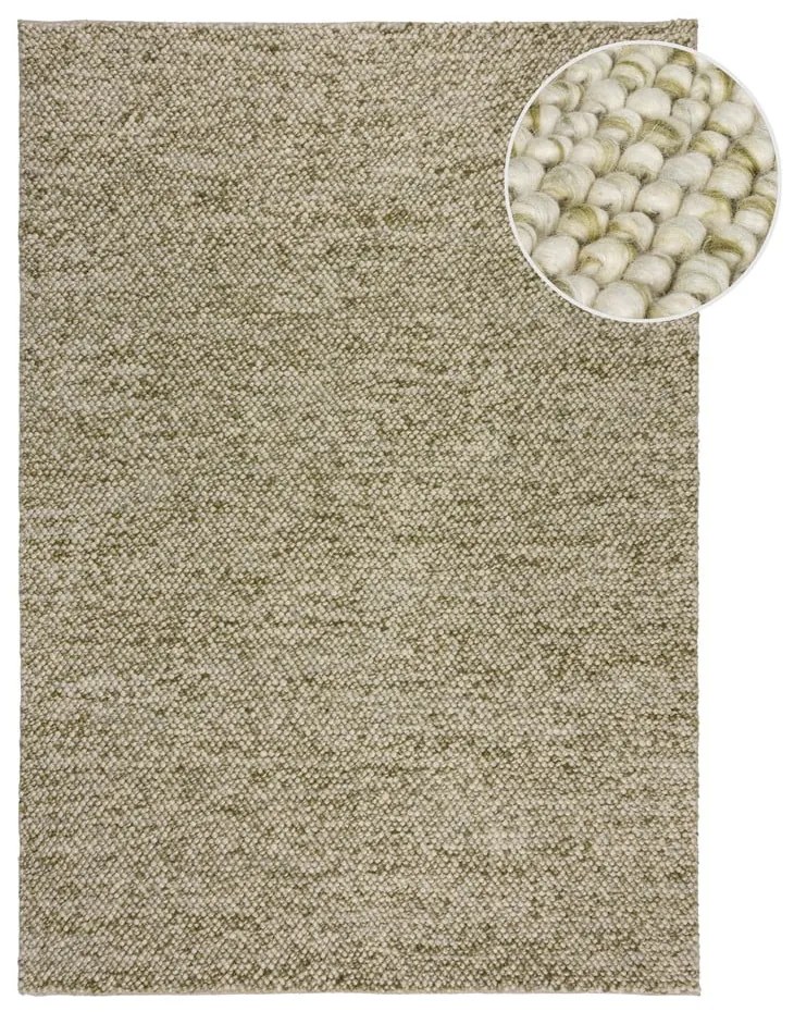 Covor kaki țesut manual din amestesc de lână 160x230 cm Minerals – Flair Rugs