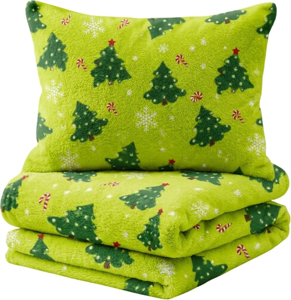 Lenjerie cocolino CHRISTMAS TREE verde Dimensiune lenjerie de pat: 70 x 90 cm | 140 x 200 cm