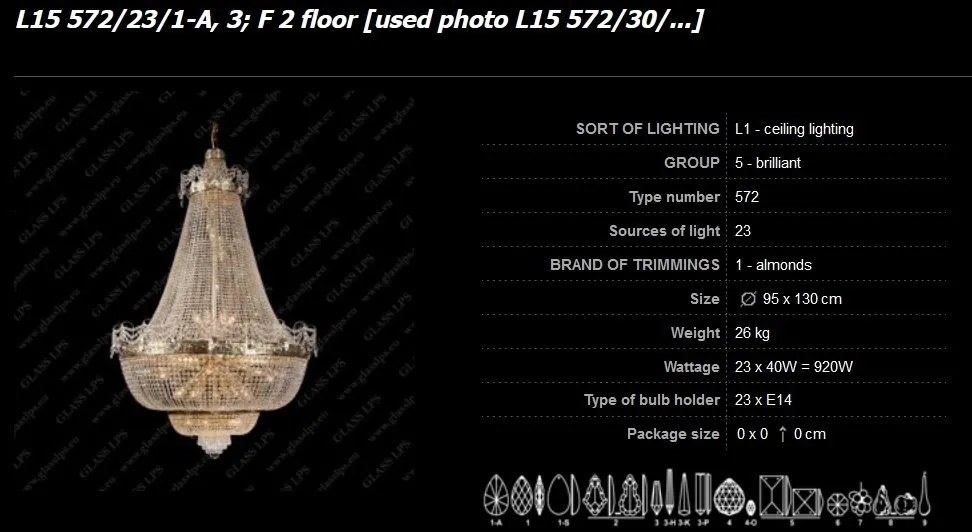 Lustra imperial cristal Bohemia L15 572/23/1-A, 3; F 2 floor