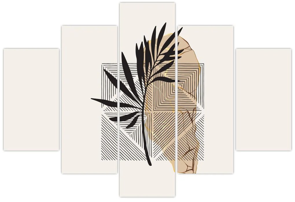Tablou - Abstracție cu frunze tropicale N⁰1 (150x105 cm)
