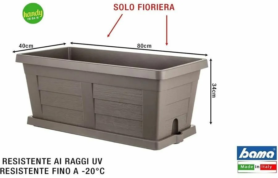 Jardinieră cu volum mare Bama Legno cappuccino, 80 x 40 x 35 cm, 80 cm