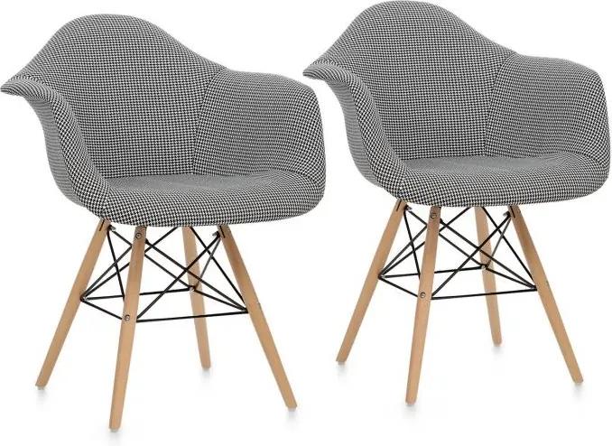 OneConcept Visconti, scaun, set de 2 piese, construcție polimerizată, lemn de mesteacăn, culoare neagră