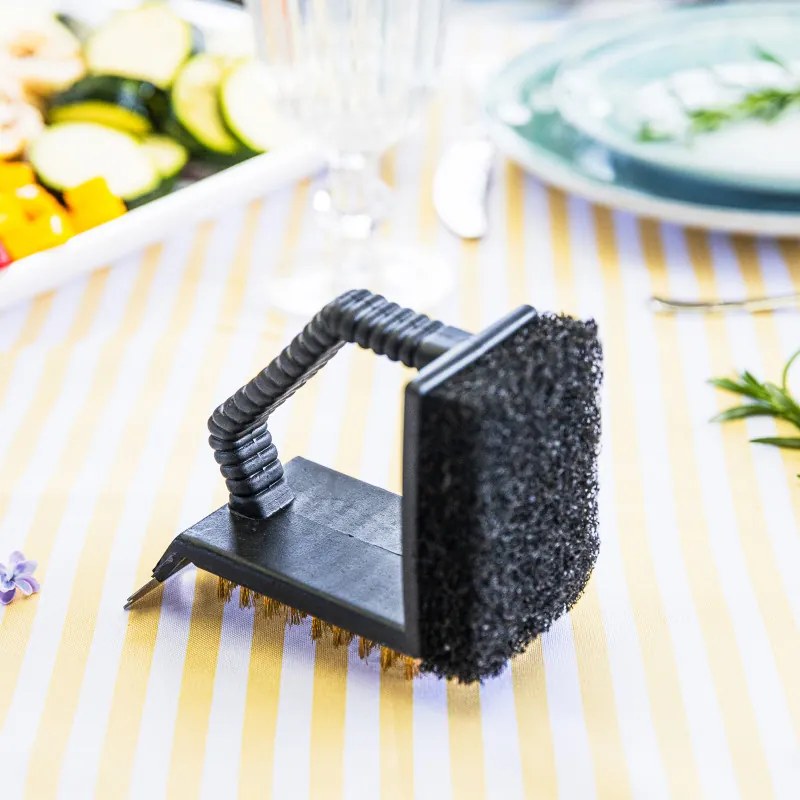 Perie de curatat gratar 3in1 Kinghoff KH 1913, 12x10x7 cm, Maner ergonomic, Universal, Negru