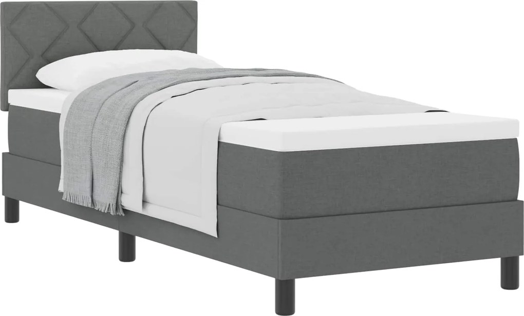 vidaXL Pat cu arcuri cu saltea Gri închis 80 x 200 cm țesătură
