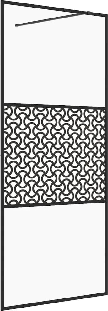 vidaXL Paravan duș walk-in, negru, 100x195 cm, sticlă ESG transparentă