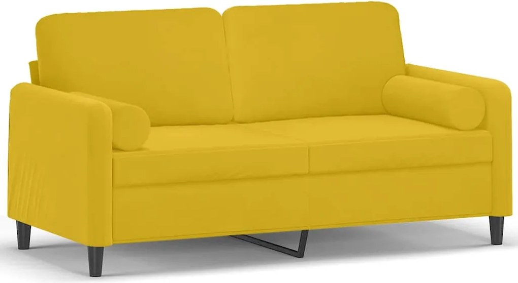 vidaXL Canapea cu 2 locuri cu pernuțe, galben, 140 cm, catifea