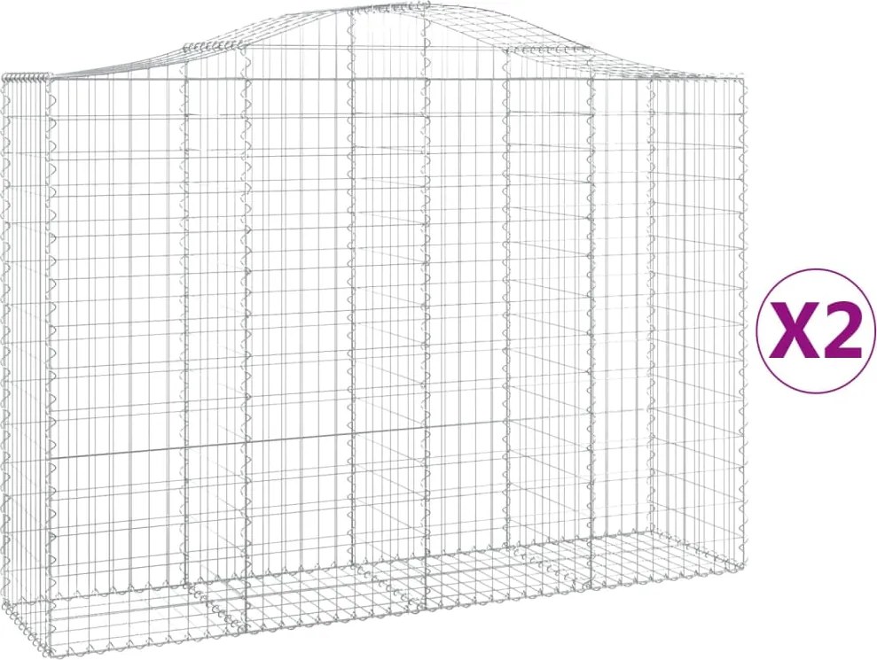 vidaXL Coșuri gabion arcuite 2 buc, 200x50x140/160 cm, fier galvanizat