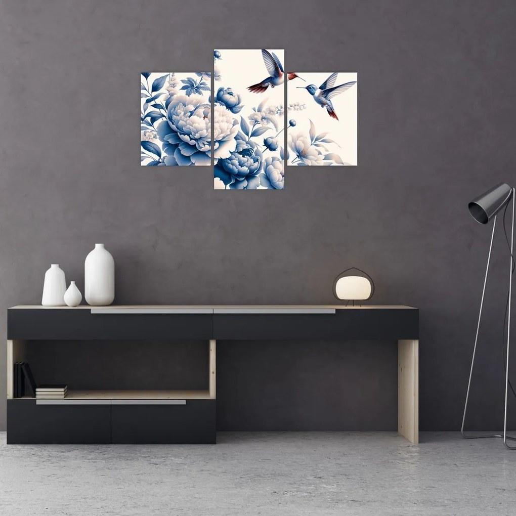 Tablou - Colibri deasupra florii (90x60 cm)