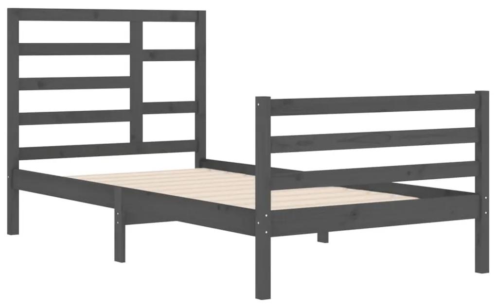 Cadru de pat, gri, 100x200 cm, lemn masiv Gri, 100 x 200 cm