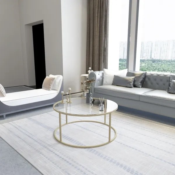 Măsuță de cafea BERLIN 80x45 cm auriu/transparent