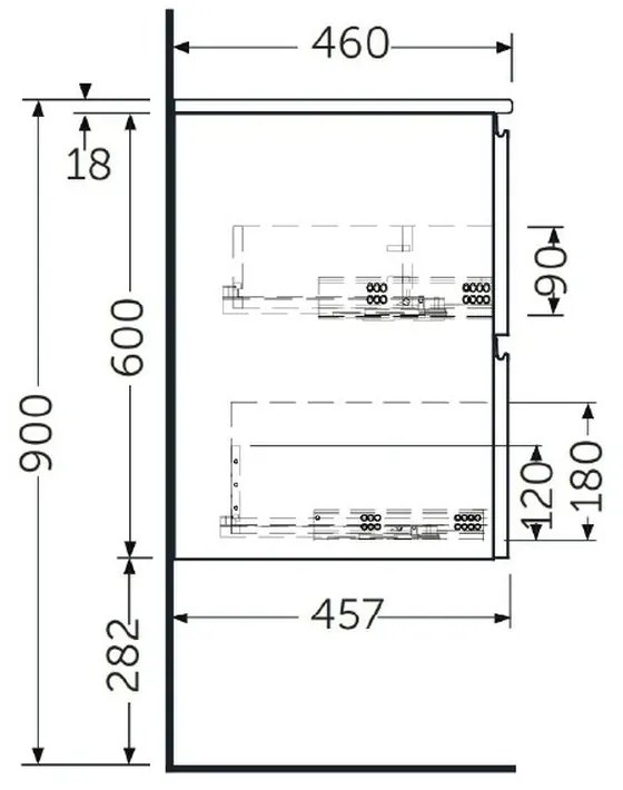 Mobilier suspendat incastrabil pentru lavoar, Joy, 80 cm alb, Rak Alb, 800x460 mm