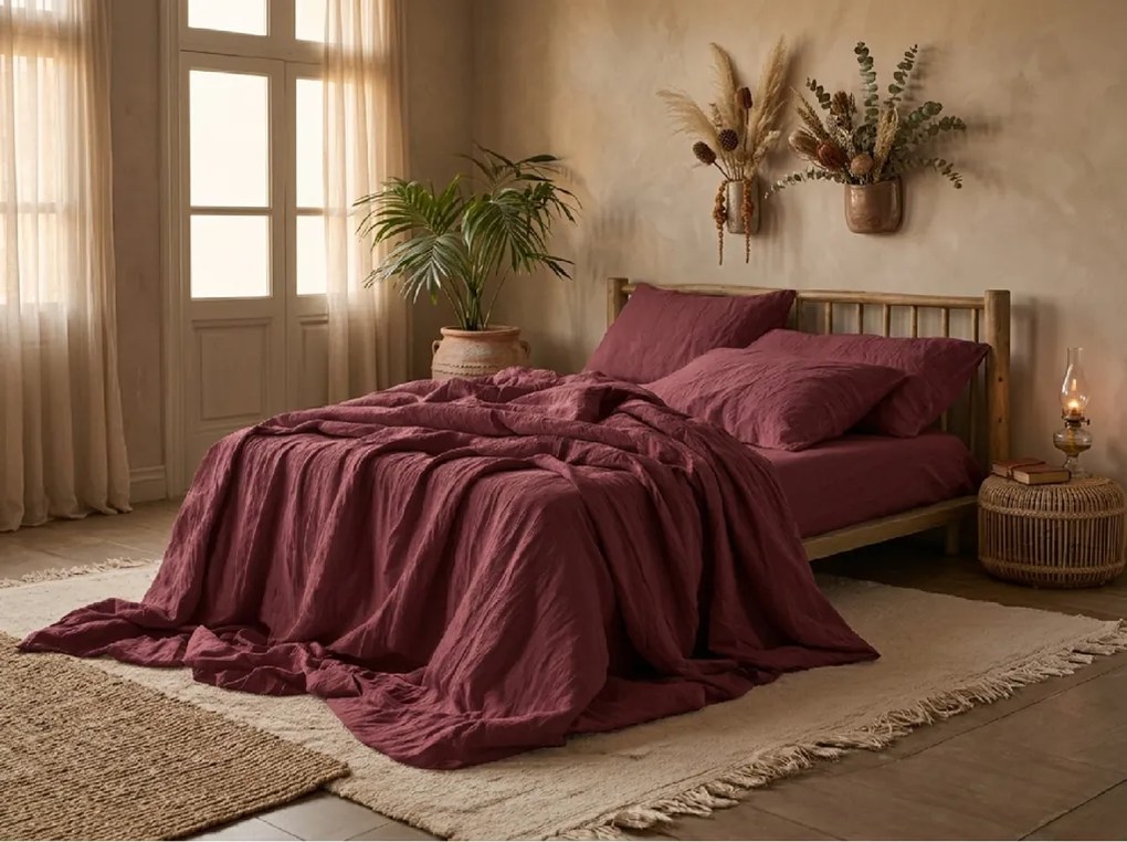 Lenjerie de pat MUSSARI muselin vin. Dimensiune lenjerie de pat: 2 buc 70 x 90 cm | 200 x 220 cm