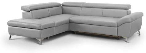 Canapea colțar extensibilă din piele SALERNO II stânga, gri