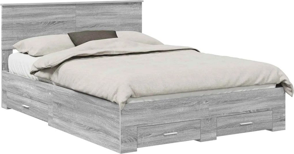 vidaXL Cadru de pat cu headboard Gri Sonoma 140 x 190 cm Lemn compozit